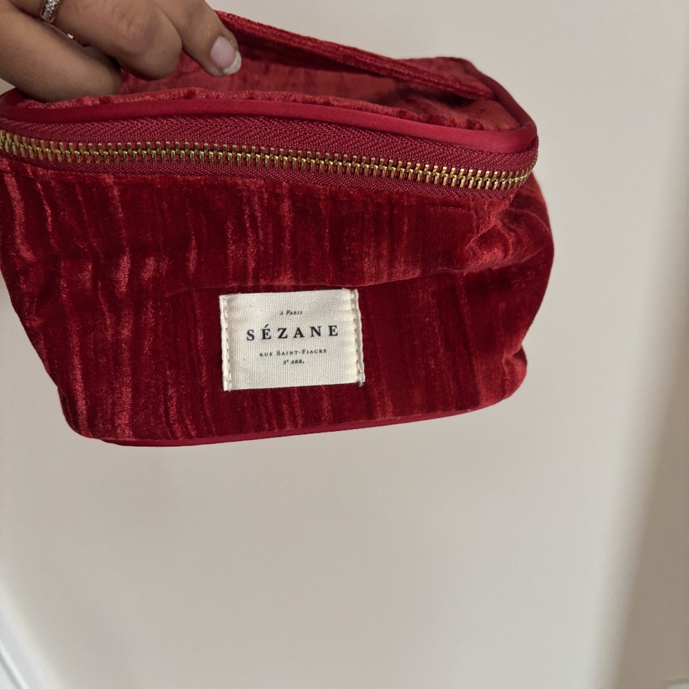 Sezane Red Velvet Vanity Case